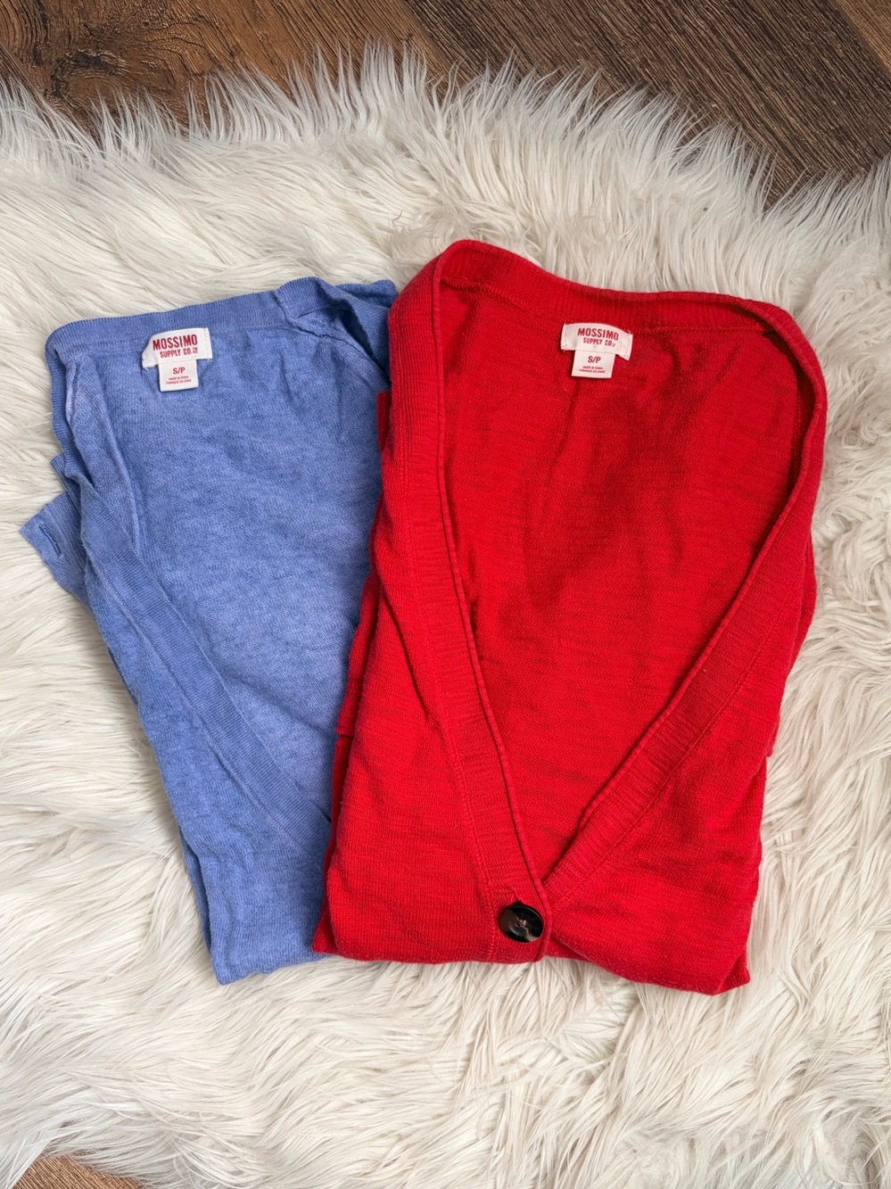 Mossimo Supply Co. Red and Light Blue V-Neck Cardigan Duo